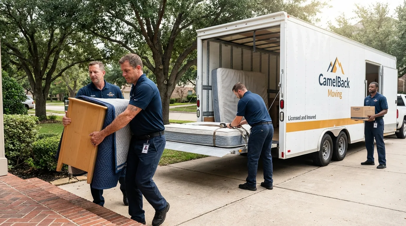 Crew loading residential truck for cross-state move from Bremen, OH