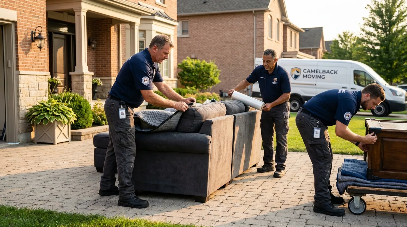 Large estate moving crew wrapping furniture in Bremen, OH